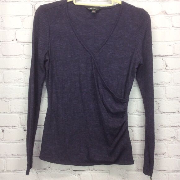 Rock & Republic Faux Wrap Top Women’s Size M Villan Violet Long Sleeve V-Neck - Picture 1 of 5
